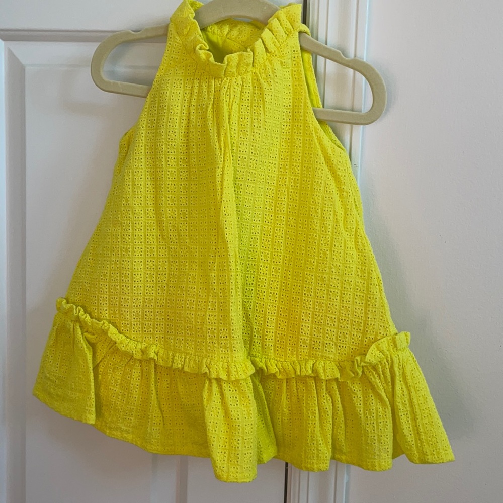 Janie & Jack Yellow Eyelet Swing Dress EUC
